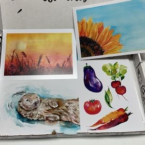 Watercolor Kit Sunflower, Veggies, Wheat, Otter
